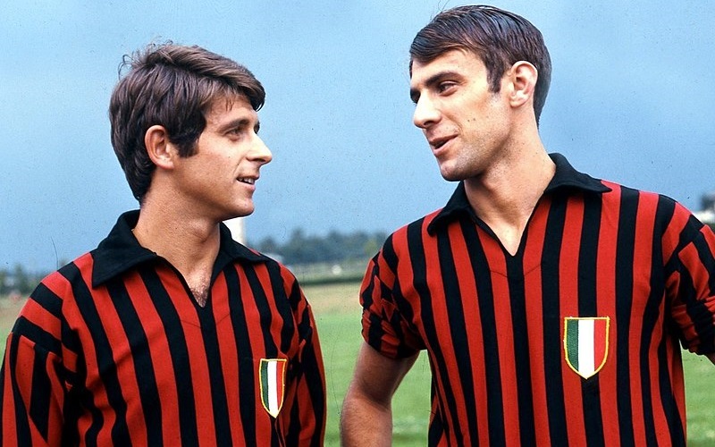 Gianni Rivera e Pierino Prati ai tempi del Milan