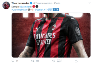 Theo Hernandez su Twitter - MilanPress, robe dell'altro diavolo