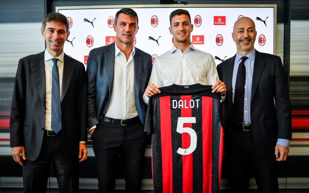 Milan: Diogo Dalot, Paolo Maldini, Ivan Gazidis e Frederic Massara - MilanPress, robe dell'altro diavolo