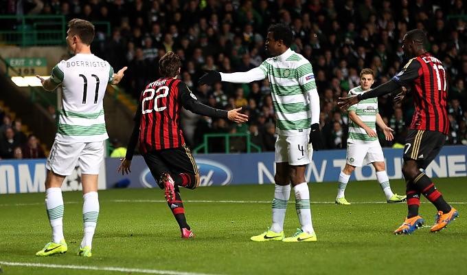 L'esultanza di Ricardo Kakà dopo aver sbloccato il match con il Celtic nel 2013 - Milanpress, robe dell'altro diavolo