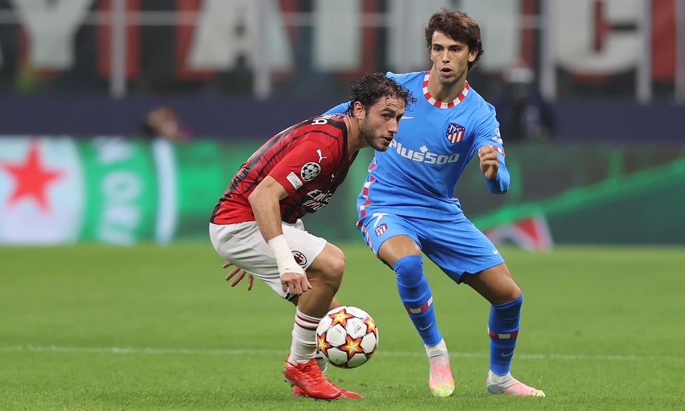 Milan-Atletico Madrid: Davide Calabria e Joao Felix (Photo Credit: Agenzia Fotogramma)