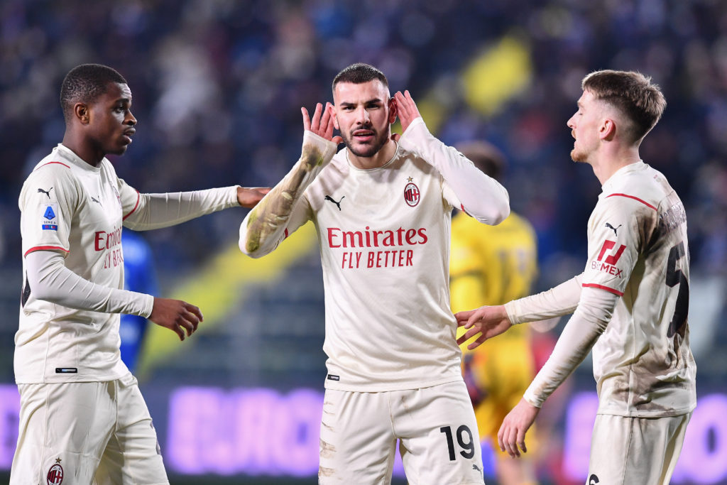 Milan: Theo Hernandez, Alexis Saelemaekers e Pierre Kalulu (Photo Credit: Agenzia Fotogramma)