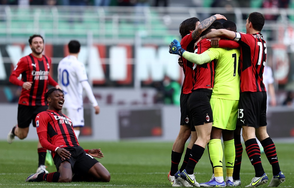 Milan-Sampdoria: l'esultanza della squadra dopo il gol di Leao (Photo Credit: Agenzia Fotogramma)