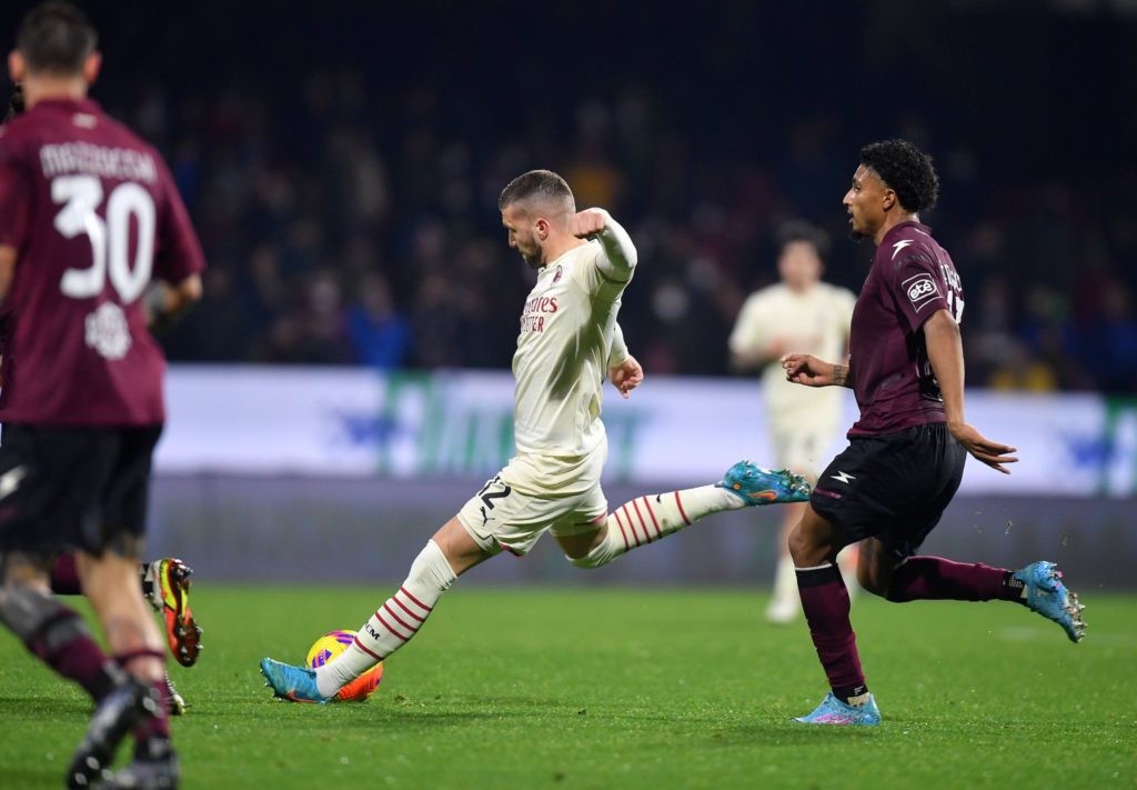 Salernitana-Milan: Ante Rebic ed Ederson (Photo Credit: Agenzia Fotogramma)