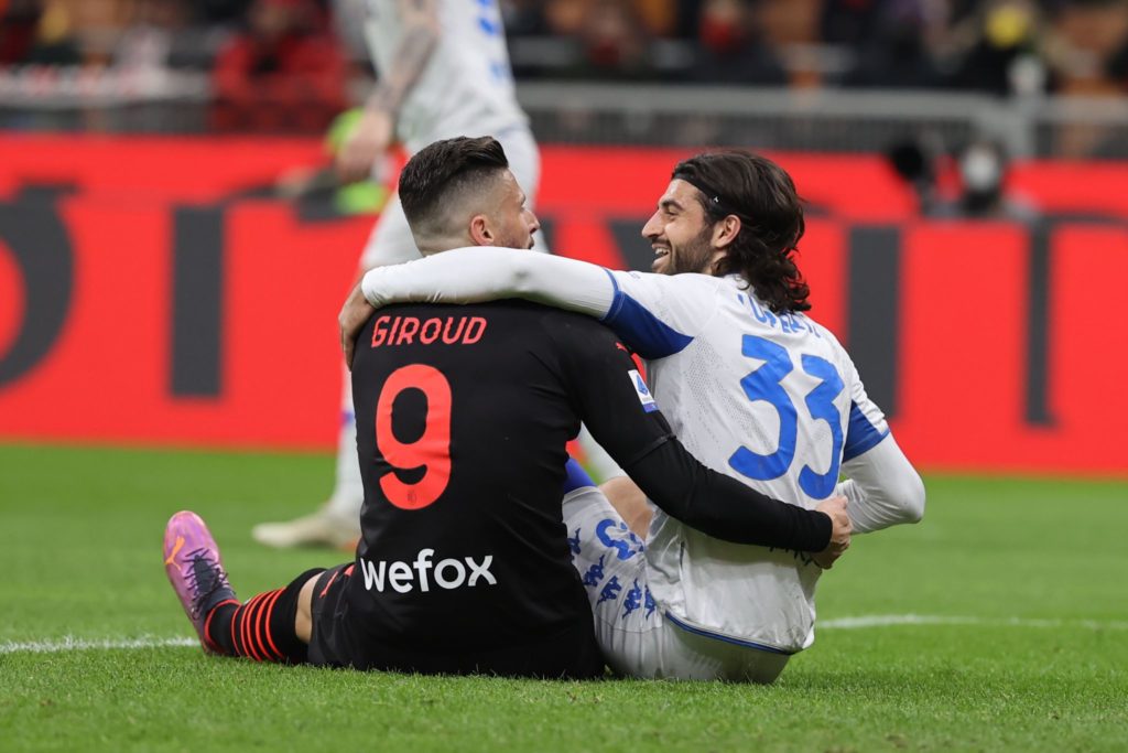 Milan-Empoli: Olivier Giroud e Sebastiano Luperto (Photo Credit: Agenzia Fotogramma)