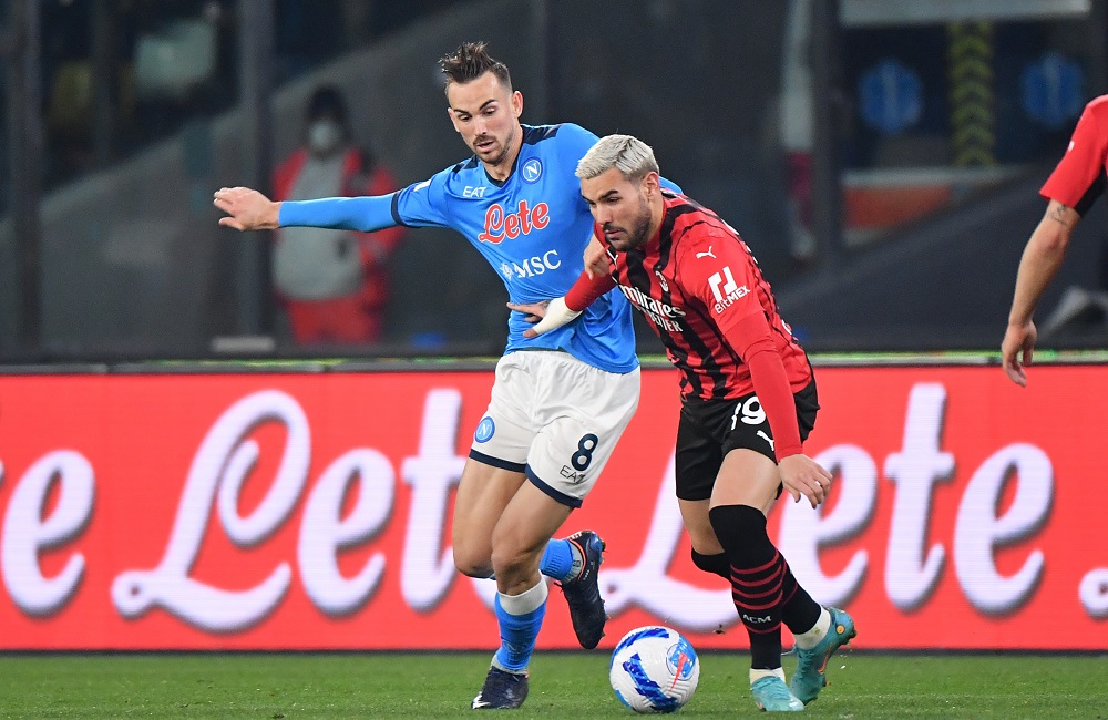 Napoli-Milan: Theo Hernandez e Fabian Ruiz (Photo Credit: Agenzia Fotogramma)