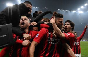 Milan: l'esultanza nel derby al gol di Olivier Giroud (Photo Credit: Agenzia Fotogramma)