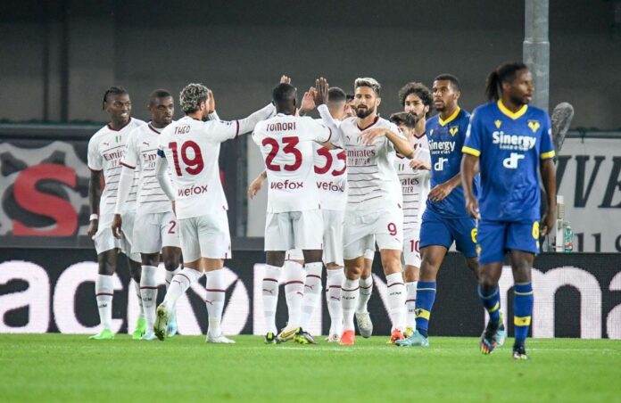 Hellas Verona-Milan: l'esultanza al gol (Photo Credit: Agenzia Fotogramma)