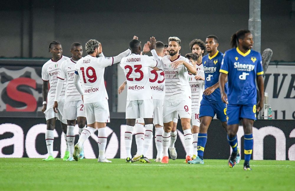Milan: l'esultanza al gol contro il Verona (Photo Credit: Agenzia Fotogramma)