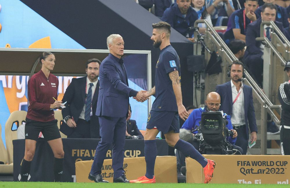 Francia: Olivier Giroud e Didier Deschamps (Photo Credit: Agenzia Fotogramma)