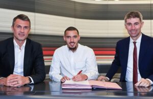 Milan: Ismael Bennacer, Paolo Maldini, Frederic Massara (Photo Credit: AC Milan)