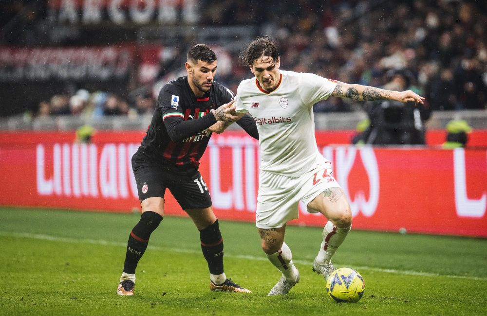 Milan-Roma: Theo Hernandez, Nicolò Zaniolo (Photo Credit: Agenzia Fotogramma)