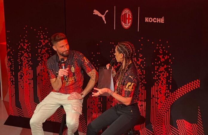 Milan: Olivier Giroud e Melissa Satta presentazione quarto kit Koché-Puma - MilanPress, robe dell'altro diavolo