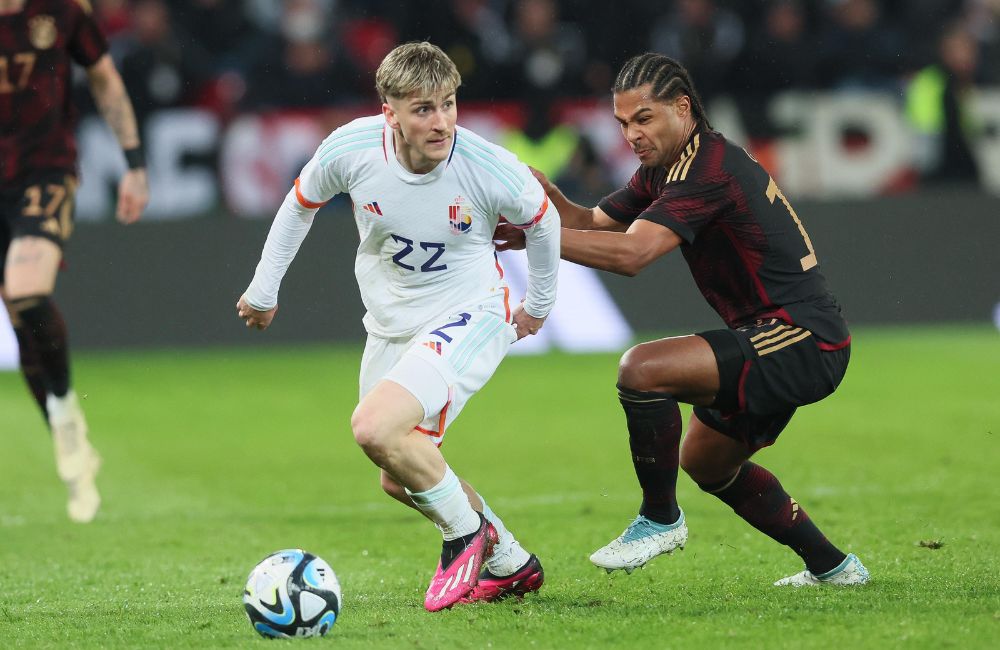 Germania-Belgio: Serge Gnabry, Alexis Saelemaekers (Photo Credit: Agenzia Fotogramma)