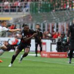 Milan-Lecce: Rafael Leao e Alexis Blin (Photo Credit: Agenzia Fotogramma)