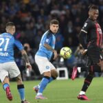 Napoli-Milan: Rafael Leao, Giovanni Di Lorenzo, Matteo Politano (Photo Credit: Agenzia Fotogramma)