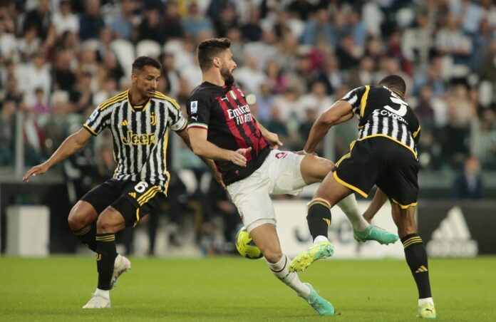 Juventus-Milan: Olivier Giroud, Danilo e Bremer (Photo Credit: Agenzia Fotogramma)