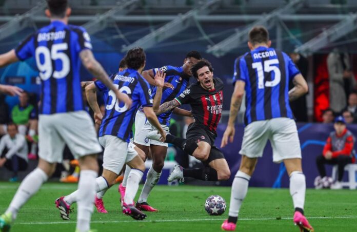 Milan-Inter: Sandro Tonali, Francesco Acerbi, Alessandro Bastoni, Matteo Darmian, Denzel Dumfries (Photo Credit: Agenzia Fotogramma)