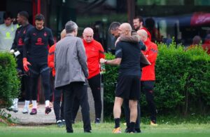 Stefano Pioli, Paolo Maldini, Frederic Massara (Photo Credit: Agenzia Fotogramma)
