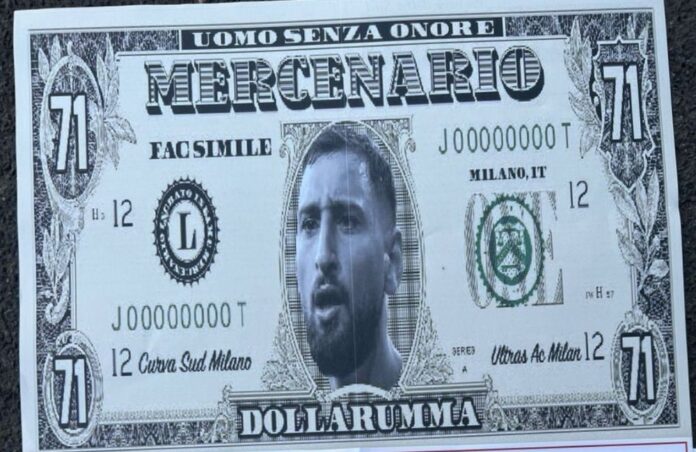 Milan-PSG: il dollaro con il volto di Gianluigi Donnarumma (Photo Credit Agenzia Fotogramma)