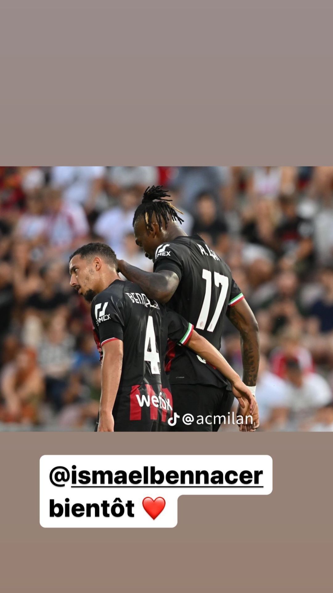 La story Instagram di Rafael Leao con Ismael Bennacer