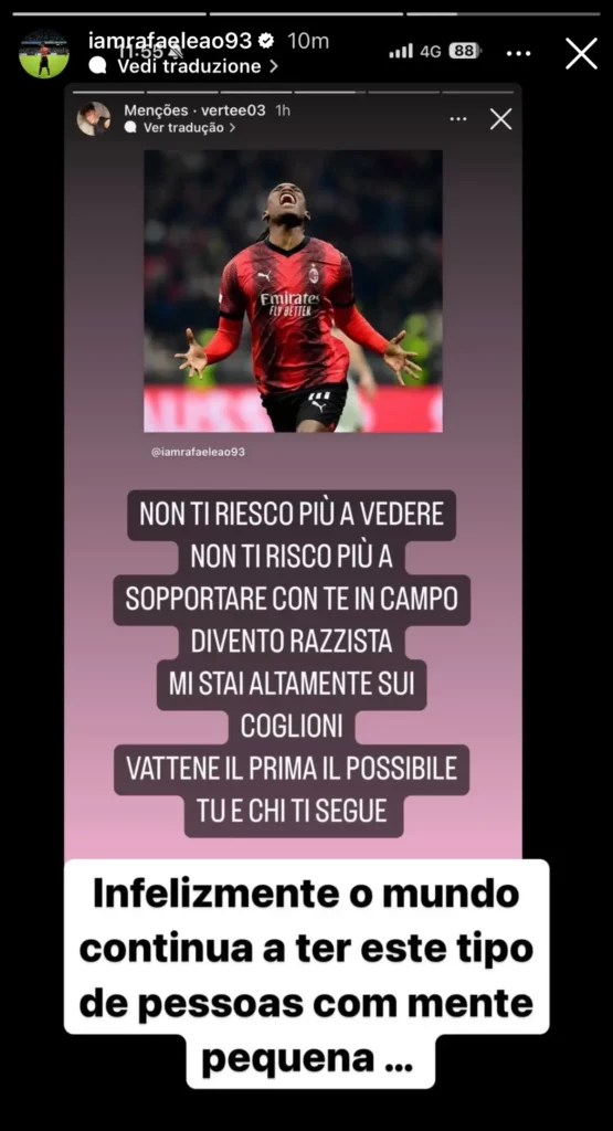 La story Instagram di Rafael Leao La story Instagram di Rafael Leao