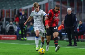 Milan-Atalanta: Malick Thiaw, Charles De Ketelaere (Photo Credit: Agenzia Fotogramma)