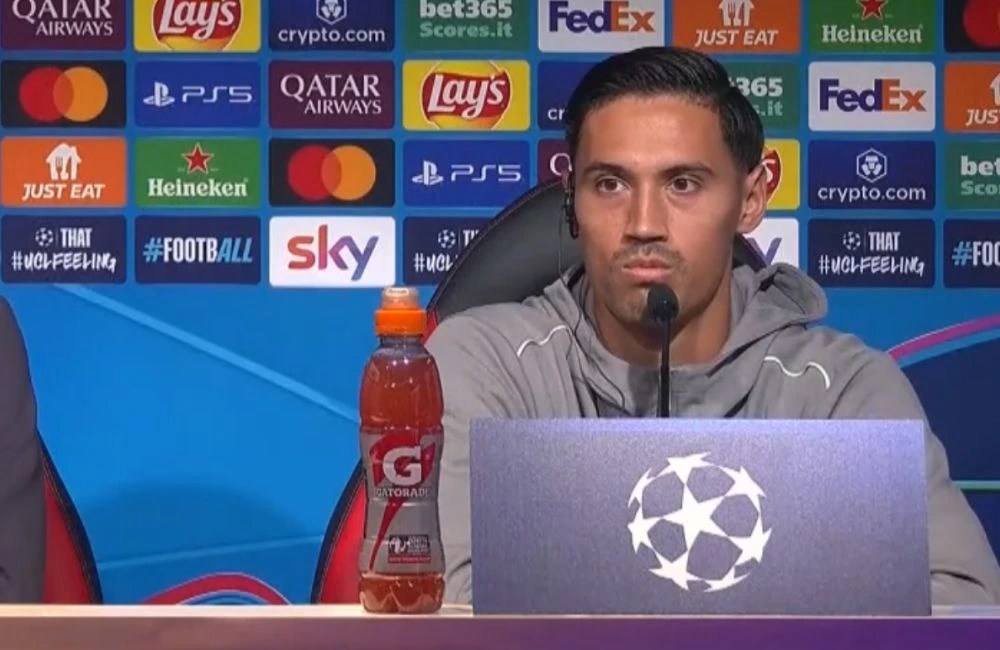Tijjani-Reijnders-Milan-Club-Brugge-conferenza-stampa Tijjani-Reijnders-Milan-Club-Brugge-conferenza-stampa