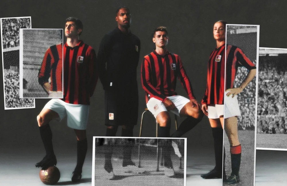 Milan: Christian Pulisic, Mike Maignan, Alvaro Morata e Nadia Nadim con la maglia celebrativa per i 125 del Club (Photo via AC Milan) Milan: Christian Pulisic, Mike Maignan, Alvaro Morata e Nadia Nadim con la maglia celebrativa per i 125 del Club (Photo via AC Milan)