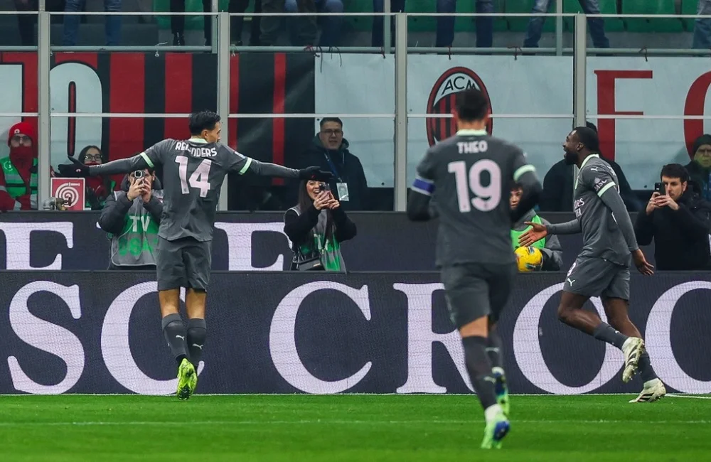 Milan: Tijjani Reijnders, Youssouf Fofana e Theo Hernandez (Photo Credit: Agenzia Fotogramma) Milan: Tijjani Reijnders, Youssouf Fofana e Theo Hernandez (Photo Credit: Agenzia Fotogramma)