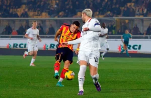 Lecce-Milan: Nikola Krstovic, Theo Hernandez (Photo Credit: IPA Agency)
