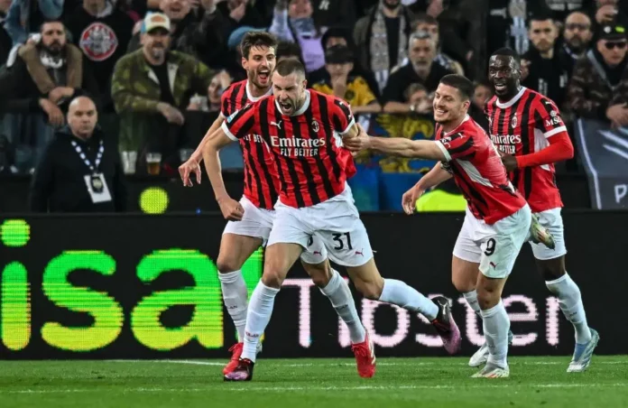 Milan: Matteo Gabbia, Strahinja Pavlovic, Fikayo Tomori, Luka Jovic (Photo Credit: IPA Agency)