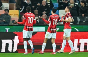Milan: Rafael Leao, Tijjani Reijnders, Luka Jovic (Photo Credit: IPA Agency)