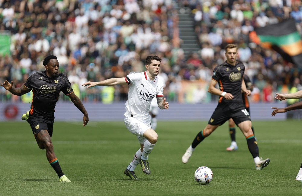 Venezia-Milan: Christian Pulisic, Ridgeciano Haps, Daniel Fila (Photo Credit: IPA Agency) Venezia-Milan: Christian Pulisic, Ridgeciano Haps, Daniel Fila (Photo Credit: IPA Agency)