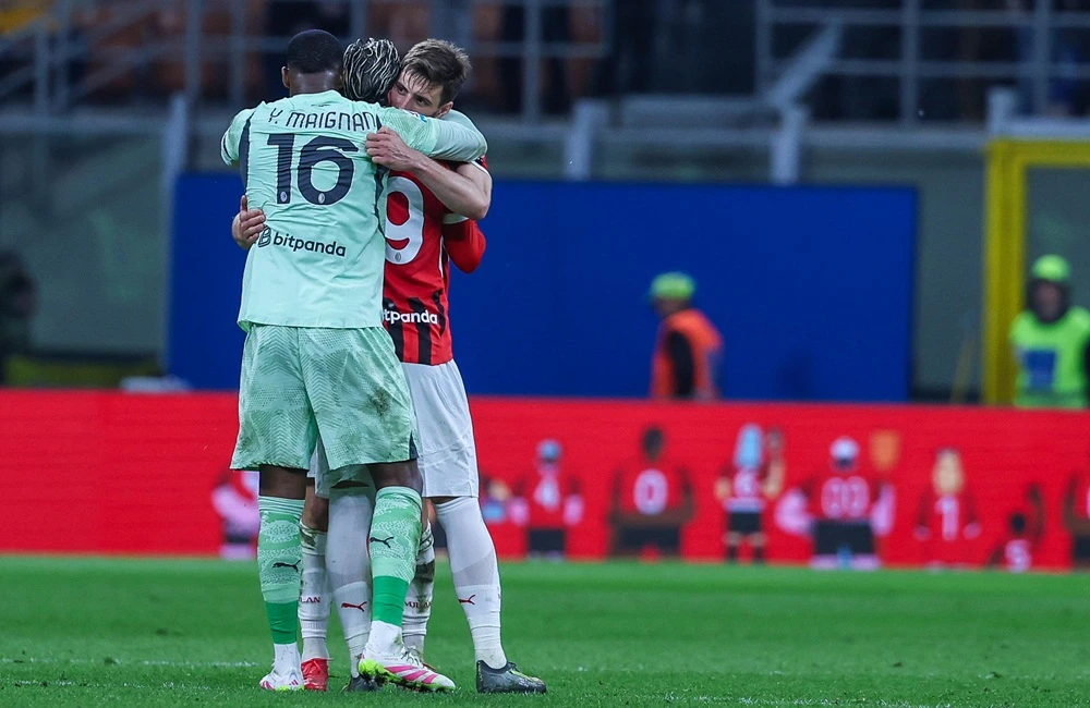 Milan: Matteo Gabbia, Theo Hernandez, Mike Maignan (Photo Credit: IPA Agency) Milan: Matteo Gabbia, Theo Hernandez, Mike Maignan (Photo Credit: IPA Agency)