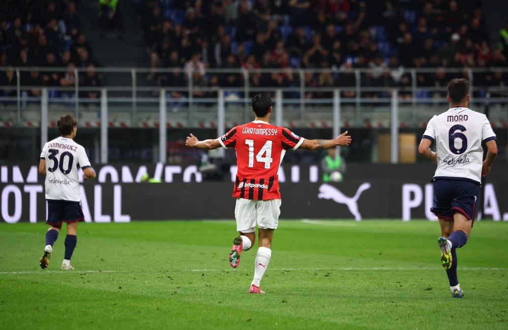 Milan-Bologna: Tijjani Reijnders, Benjamin Dominguez, Nikola Moro (Photo via AC Milan)