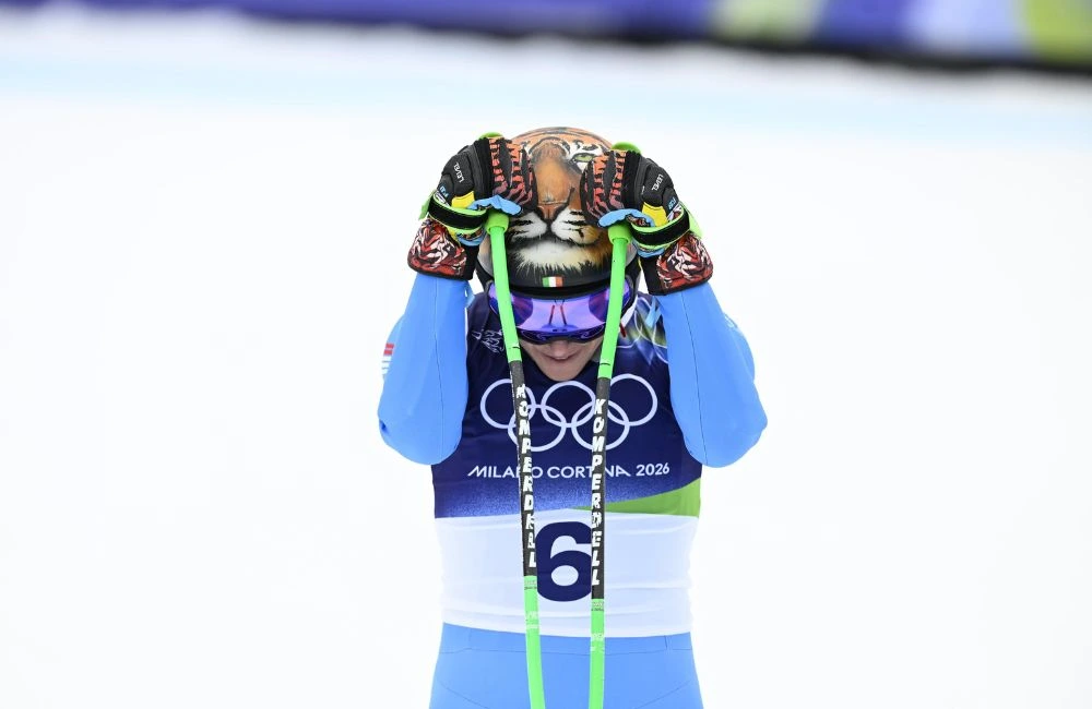 Federica Brignone dopo la vittoria dell'Oro olimpico Federica Brignone dopo la vittoria dell'Oro olimpico