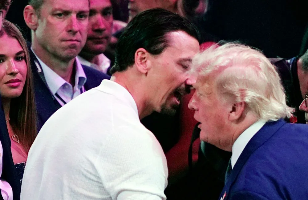 Zlatan Ibrahimovic, Donald Trump (Photo Credit: Bonnie Cash / Pool / Sipa USA via IPA Agency)