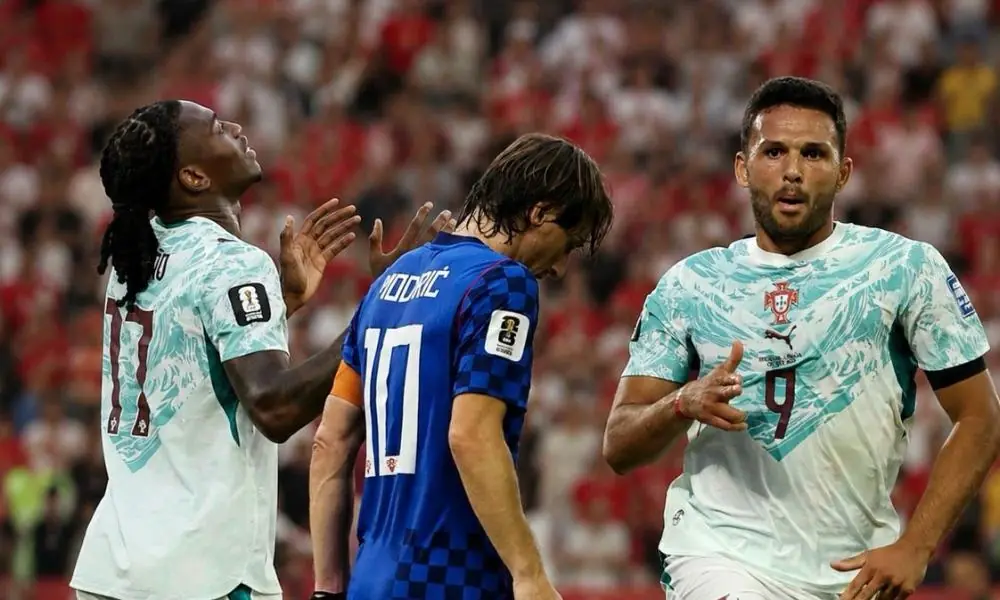 Portogallo-Croazia: Rafael Leao, Gonçalo Ramos, Luka Modric (Photo Credit: IPA Agency) Portogallo-Croazia: Rafael Leao, Gonçalo Ramos, Luka Modric (Photo Credit: IPA Agency)