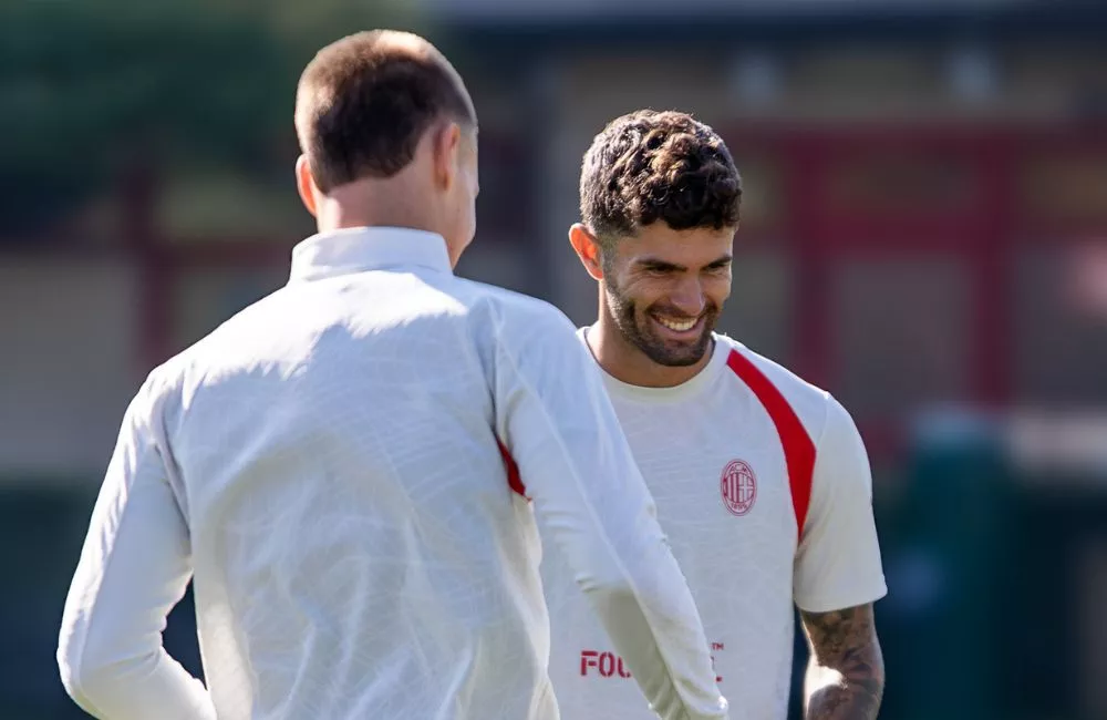 Milan: Francesco Camarda, Christian Pulisic a Milanello (Photo Credit: Valeria Lippera per MilanPress.it)